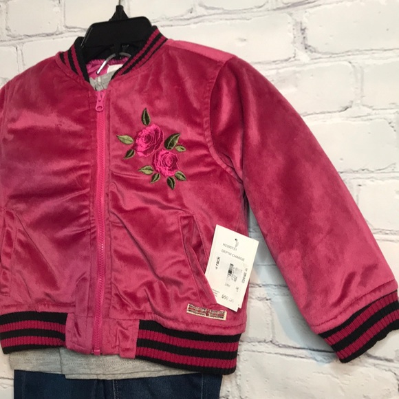 NWT Hudson Girls' Velour Jacket 3-Piece Set Outfit - Picture 3 of 16